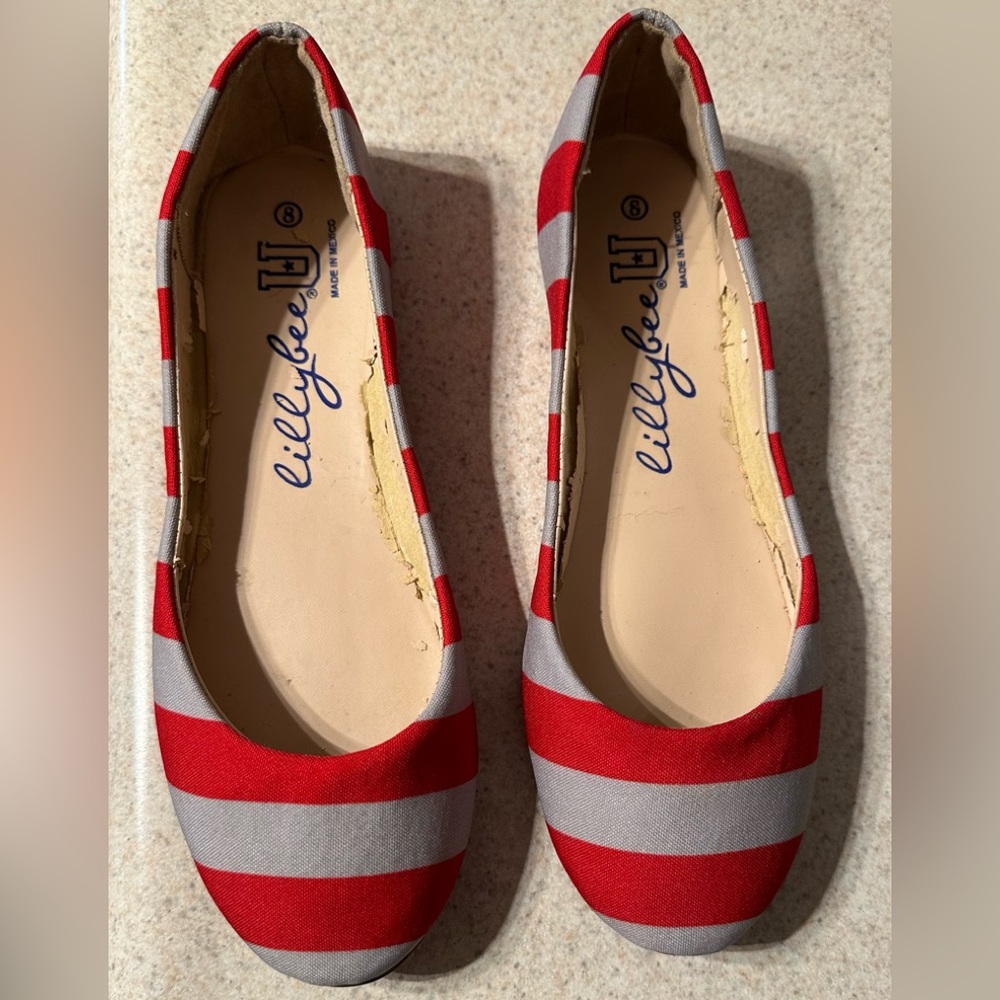 Ohio State Stripped Woman’s Slip On’s Flats.